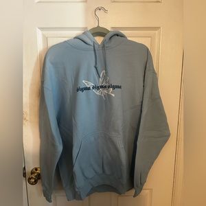 Super cute tri sigma hoodie. light blue and butterfly themed